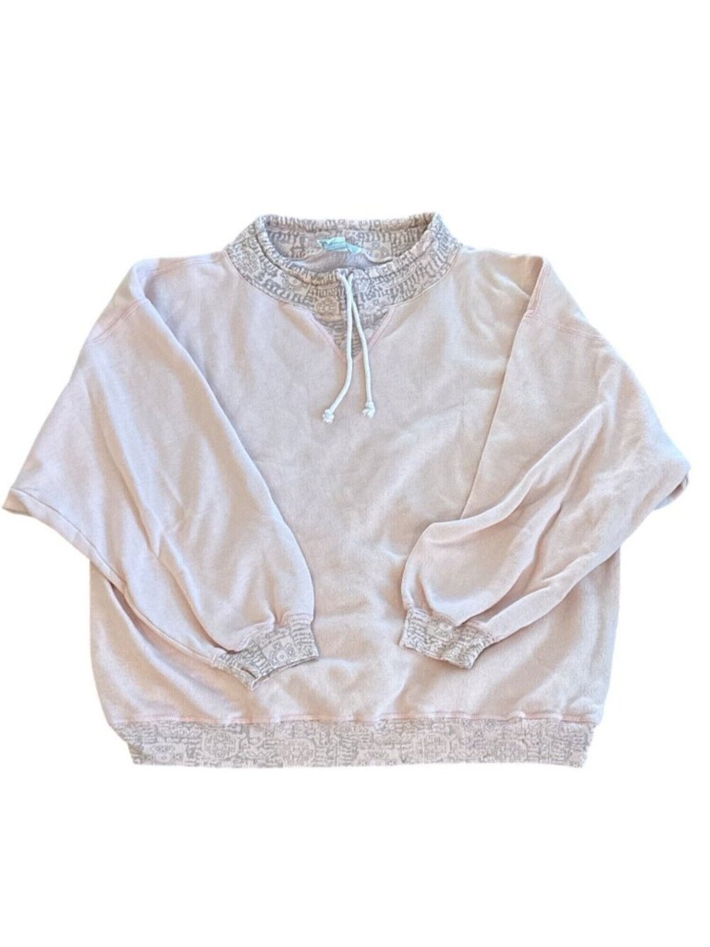 Vintage 90s Justin Allen Womens Pullover Sweatshirt Size M Pink/White Cotton Ble